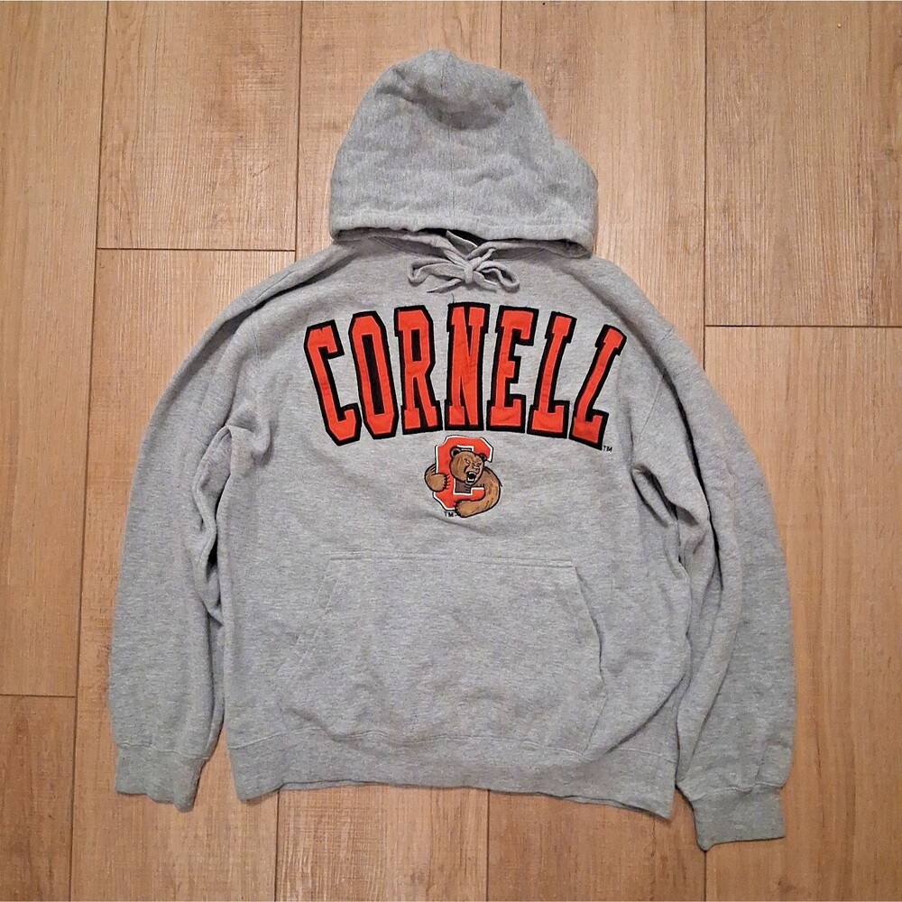 Vintage 90s e5 Cornell Embroidered Hoodie Bear Graphic - Men's Size Medium